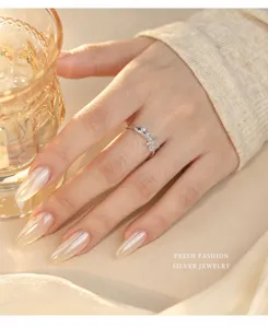 S925 Silber Seestern Muschel Blau Zirkon Offener Ring Sommer Urlaub Schmuck für Damen