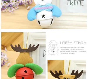 Christmas bell plush hanging pendant cute bear reindeer doll holiday home decoration gift