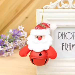Christmas Santa Claus bell hanging ornament plush doll festive home party decor.