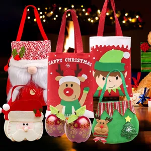 Kerst Stof Cadeauzakje Kerstman Sneeuwpop Rendier Patroon Snoepzakje Feestelijke Party Decoratie Handgemaakte Vilt Tas