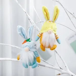 Coniglietto di Pasqua gnomo appendi peluche bambole set, simpatico tessuto festa decorazione.