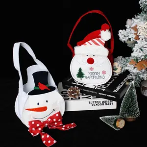 Christmas Snowman Santa Claus Gift Handbag Cartoon Non Woven Candy Bag Festive Holiday Favors Tote Christmas Decorations Bags For Kids