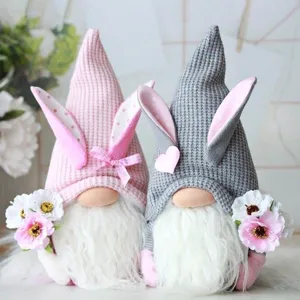 Osterhase Zwerg Plueschpuppe Set, suesse gesichtslose Puppe handgemachte Feiertag Deko Geschenk.