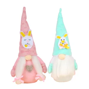Süße Osterhase Wichtel Plüschpuppen Set, rosa und mintgrüne Rudolf Elfen Dekoration Geschenke.