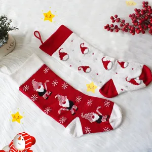 Calze di Natale lavorate a maglia rosso bianco gnomo design borsa regalo decoro albero