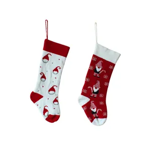 Calza di Natale lavorata a maglia appendi sacco regalo gnomo carino festa decorazione