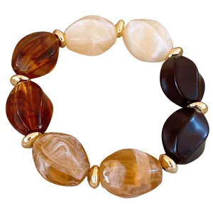 Chic chunky acrylic beaded statement necklace fashion retro elegant resin jewelry for women