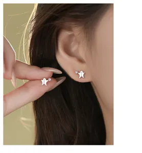 S925 Zilver Leuke Peperkoek Man Oorstekers voor Vrouwen Mode Speelse Cartoon Sieraden