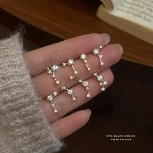 Koreaanse stijl S925 zilveren sterrenbeeld oorknoppen sprankelende zirkoon sieraden