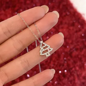 925 Sterlingsilber Weihnachtsbaum Halskette Für Damen Glitzernde Zirkonia Schlüsselbeinkette Französisch Leichter Luxus Anhänger