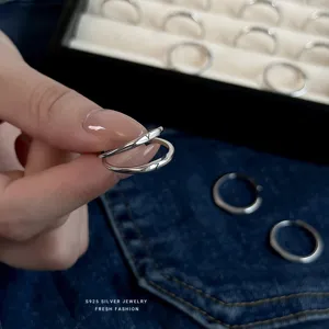 S925 Sterling Zilveren Letter Ring Minimalistische Open Verstelbare Ring Dames Mode