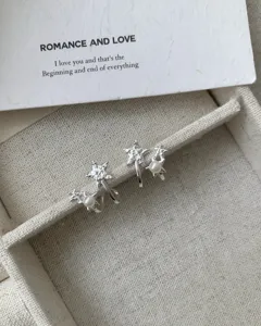 S925 sterling silver pearl star stud earrings for women, unique niche design fashion jewelry.