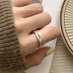 Koreaanse stijl s925 sterling zilver minimalistische kruis design ring vrouwen sieraden