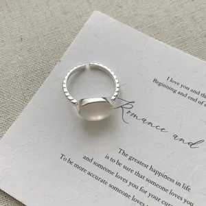 S925 sterling zilveren ovale witte agaat minimalistische verstelbare ring dames