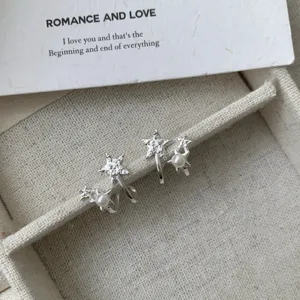 S925 sterling silver pearl star earrings Korean niche design minimalist elegant jewelry