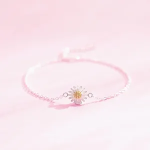 Bracciale Margherita in Argento Sterling 925 Ciondolo Fiore Delicato Gioiello Grazioso