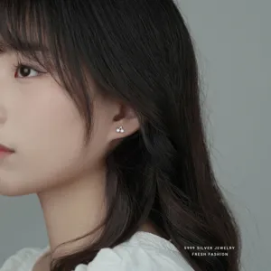 S999 Silber Perle Kirsche Ohrstecker Koreanischer Stil Minimalistischer Süßer Schmuck Für Damen
