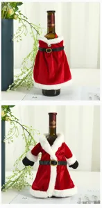 Weihnachts Samt Weinflaschen Abdeckung Set, festliches rot weißes Nikolaus Kostüm für Party.