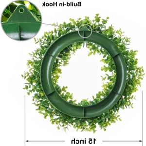 Artificial Eucalyptus Wreath Green Fake Plant Leaves Wall Hanging Door Decor Party