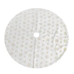 Gonna per albero di Natale in peluche bianco con fiocchi di neve dorati decorazione