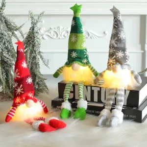 LED lighted Christmas gnome plush dolls sitting decorative ornaments for holiday home party decor