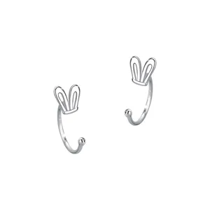 S999 Sterling Zilver Schattige Konijnenoor Oorhangers Minimalistische Kleine Oorstekers