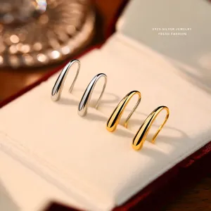 S925 sterling zilver minimalistische oorhaken elegante mode druppel oorringen dames dagelijks
