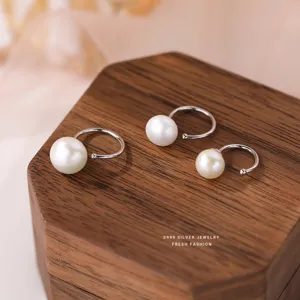 S999 sterling zilver kleine eenvoudige parel oorclips voor dames, elegante sieraden.