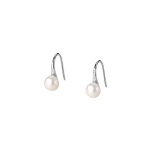 Minimalist S925 sterling silver pearl hook earrings for women, elegant daily wear jewelry.
