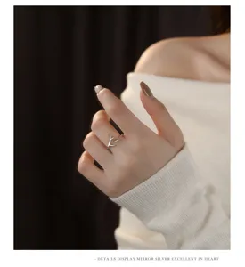s925 sterling silver antler ring minimalist open adjustable finger jewelry chic gift
