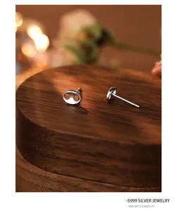 S999 silver pig nose stud earrings for women, minimalist daily minimalist silver jewelry.