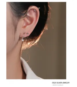 S925 Sterlingsilber Stern Zirkon Helix Piercing Ohrringe für Damen exquisite Schmuck