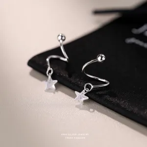 925 Sterlingsilber Stern Zirkonia Schraubohrringe Platin Eingelegt Funkelnde Kleine Pentagramm Stecker Ohrknochenringe Für Damen