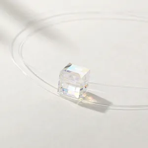 925 Sterlingsilber Moissanit Zirkon Anhänger Transparente Angelschnur Halskette Minimalistischer Modeschmuck Geschenk Für Damen