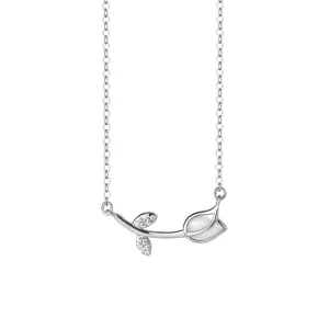 S925 sterling zilveren opaal bloem ketting voor vrouwen delicate tulp sleutelbeen ketting