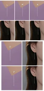 S999 Zilveren Letter Oorvader Minimalistische Initiële Oorringen Dames Sieraden