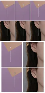 S999 sterling zilver minimalistische letter oordraad hangende oorbellen voor dames mode