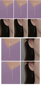 S999 Sterling Zilver Alfabet Brief Oorhanger Minimalistische Oorbellen Sieraden
