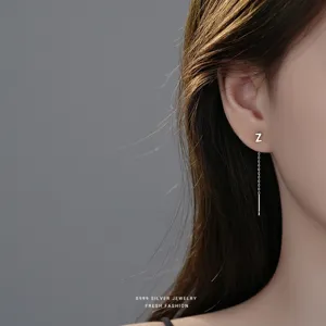 S999 sterling zilveren letter Z kwastje oorbellen minimalistische mode lange oorlijn sieraden