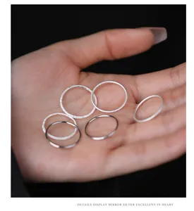 Minimalistische S999 sterling zilveren stapelbare ringen set voor dames elegante sieraden
