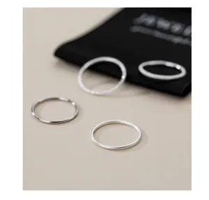 S999 Sterling Zilver Minimalistisch Matte Eenvoudige Ring Set Dames Elegante Sieraden