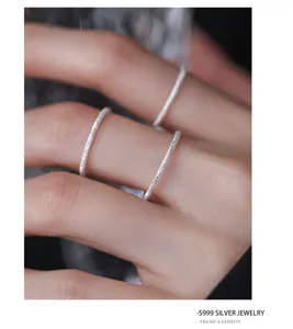 S999 sterling zilver minimalisten matte stapelbare smalle ringen vrouwen sieraden
