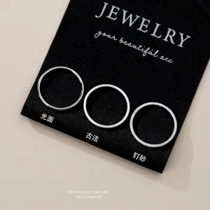 S999 massief zilveren ring set minimalistische eenvoudige band ring dames luxe