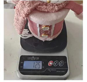 Pink plush Christmas apple gift box candy jar with scarf, detail weighing view display
