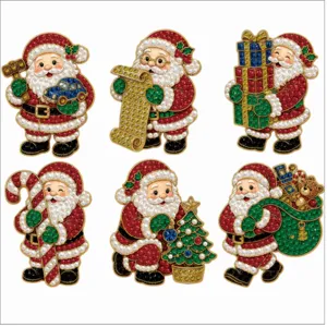 6Pcs Christmas Santa Claus diamond painting refrigerator magnets for DIY home decoration