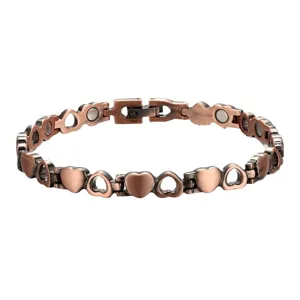 Vintage heart-shaped red copper magnetic therapy bracelet for health and fashion style