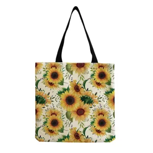 Sonnenblumen Druck Segeltuch Tragetasche lässige Schulterhandtasche für Einkauf und Reise.