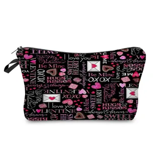 Bolsa de maquillaje de San Valentín neceser cosmético de gran capacidad con estampado
