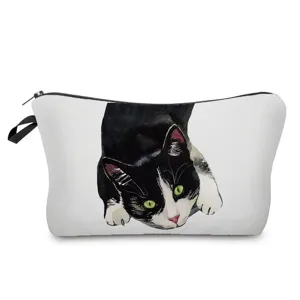 Süße Katzen Print Kosmetiktasche tragbare Make-up Tasche für tägliche Aufbewahrung