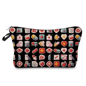 Borsa cosmetica con motivo medico, pochette per trucco portatile da viaggio e custodia